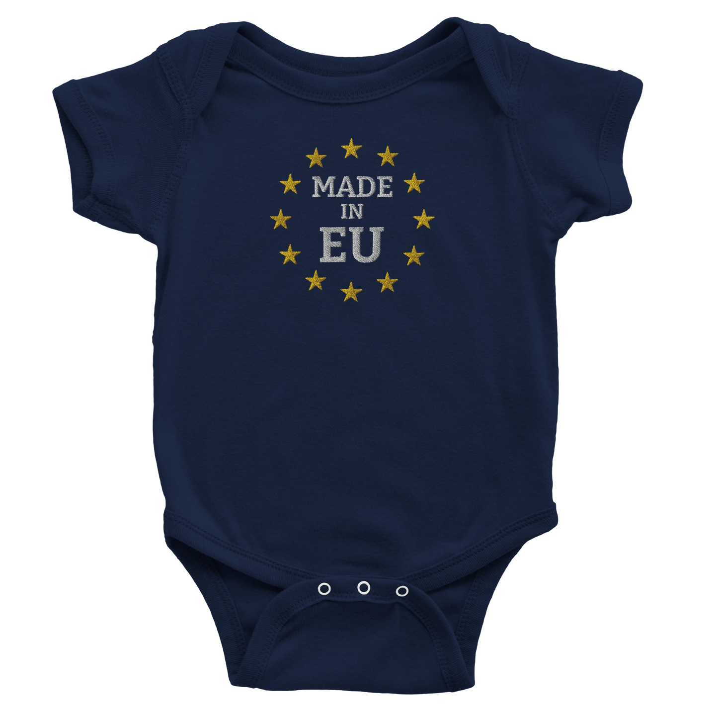 "Made in EU" Embroidered Baby Bodysuit / Navy Blue