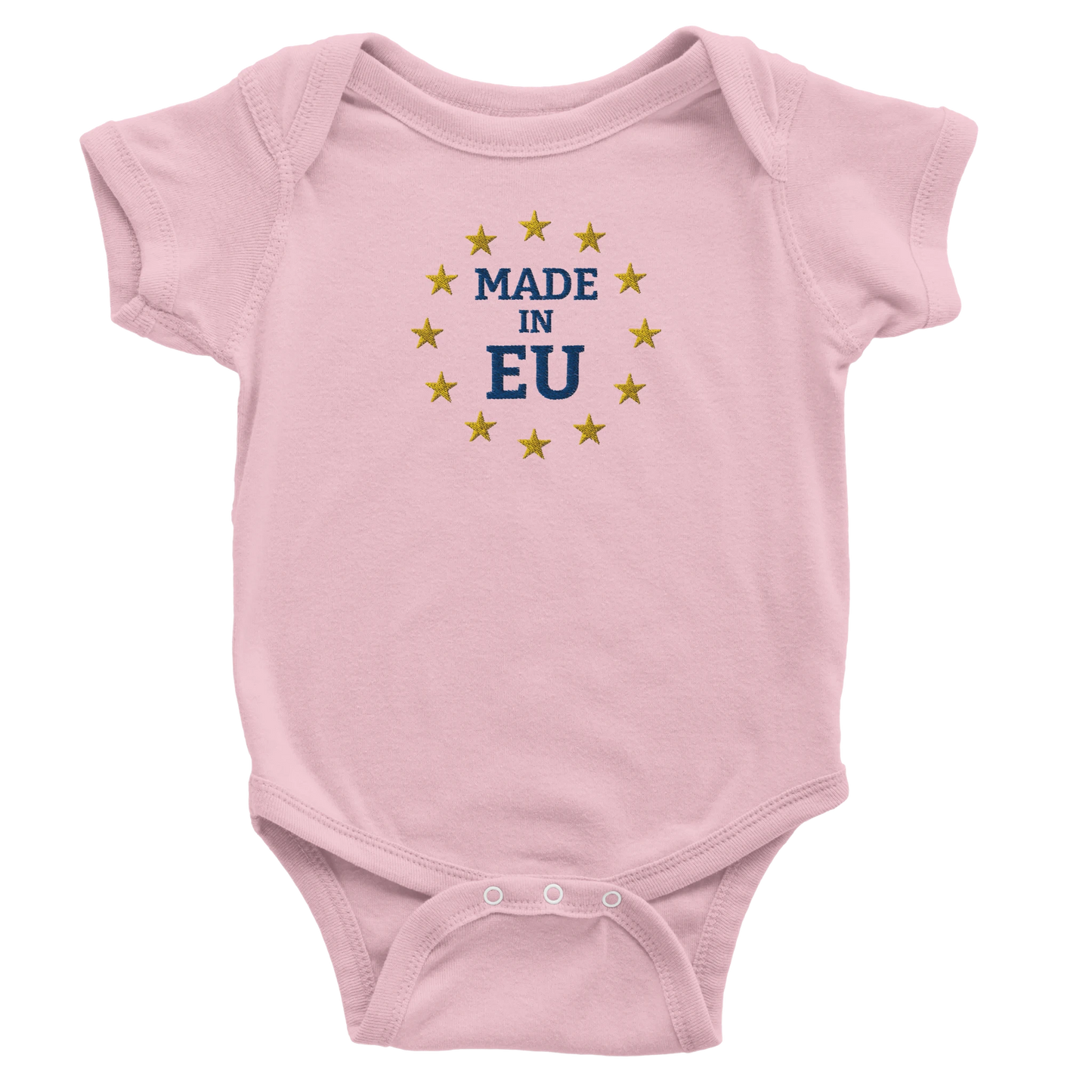 "Made in EU" Embroidered Baby Bodysuit / Pink
