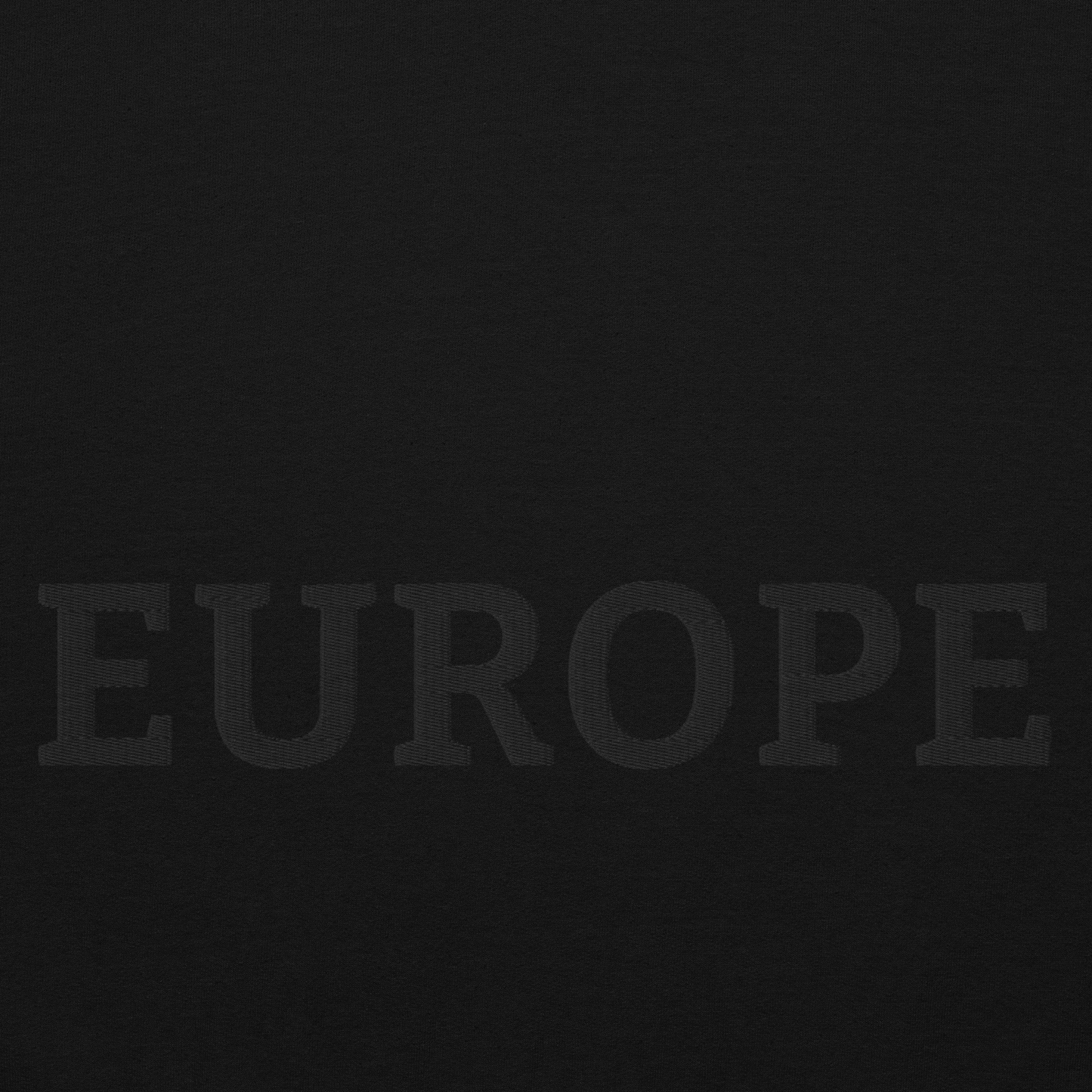 Monochrome Black "EUROPE" Unisex Sweatshirt Design Close-Up View