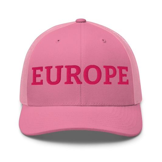 Monochrome Pink EUROPE Trucker Cap Front View