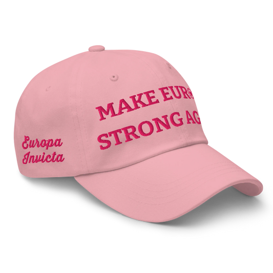 Monochrome Pink "Make Europe Strong Again" / MESA Cap with "Show the Love for Europe" emblem Right Front View