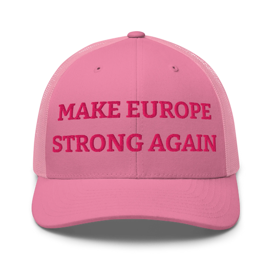 Monochrome Pink "Make Europe Strong Again" / MESA Trucker Cap Front View
