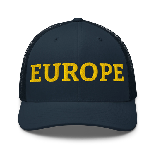 Navy Blue "EUROPE" Trucker Cap Front View