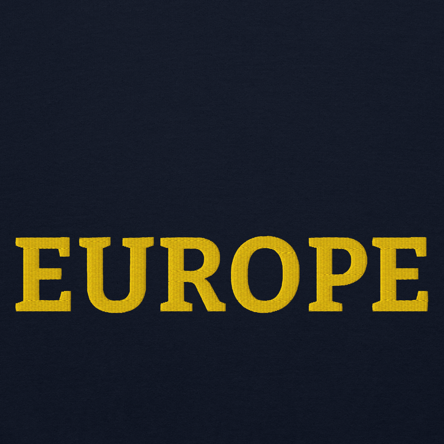 Navy Blue "EUROPE" Unisex Sweatshirt Design Close-Up View
