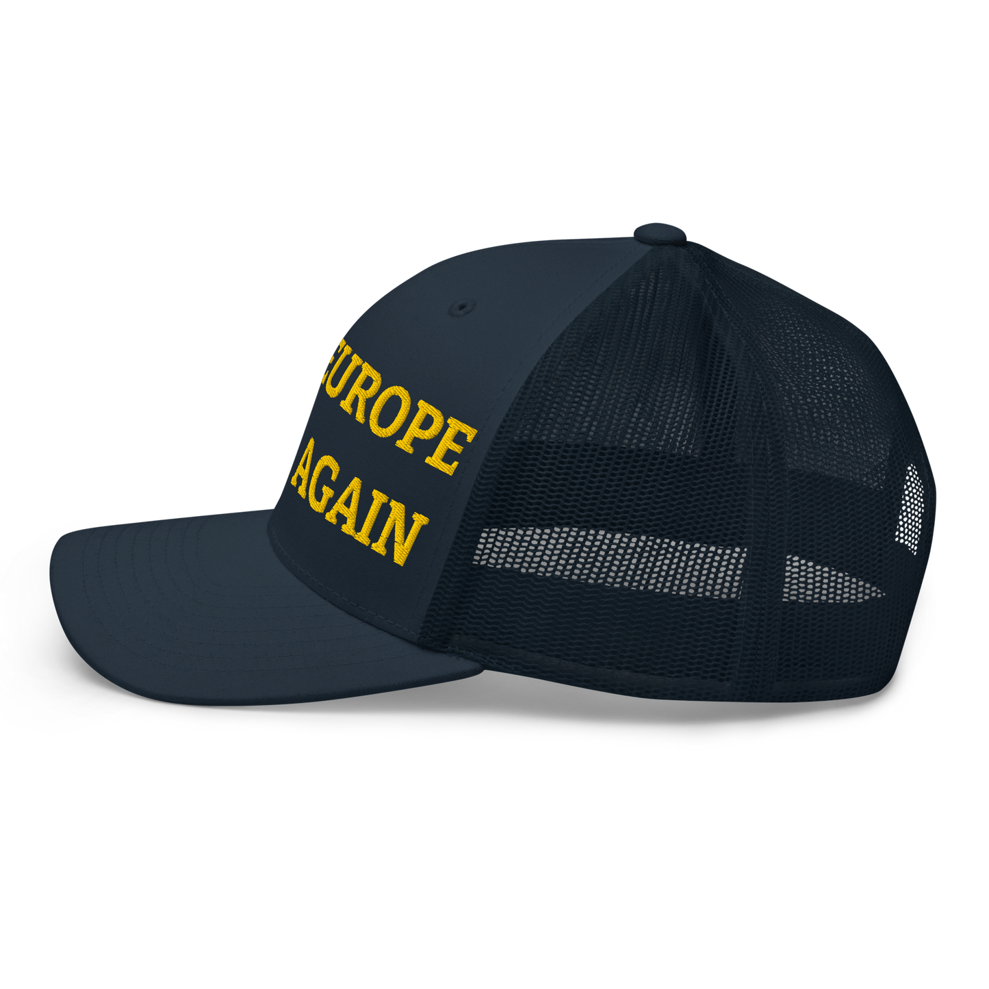 Navy Blue "Make Europe Great Again" / MEGA Trucker Cap Left View