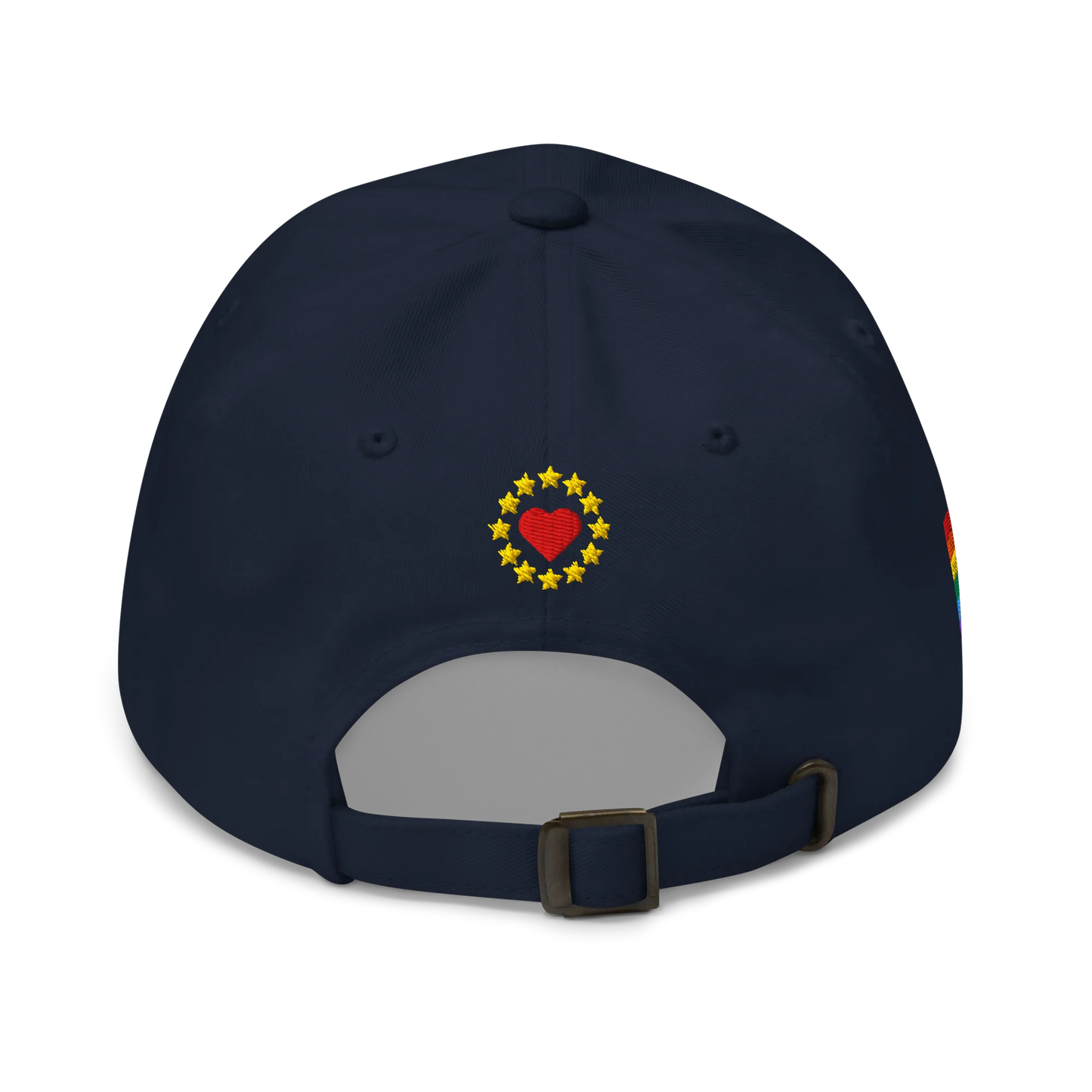 Navy Blue MEGA Cap with Rainbow LGBTQ flag Back View