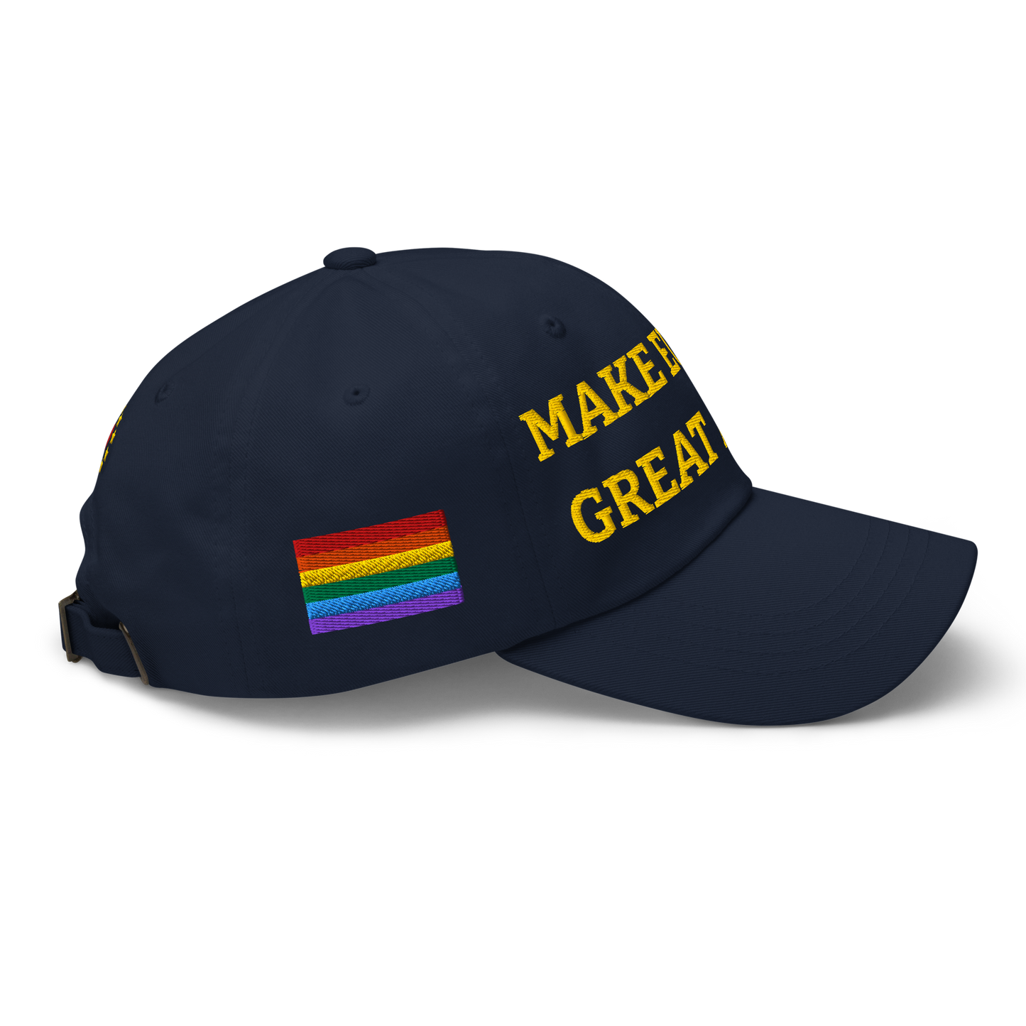 Navy Blue MEGA Hat with Rainbow LGBTQ flag Right View