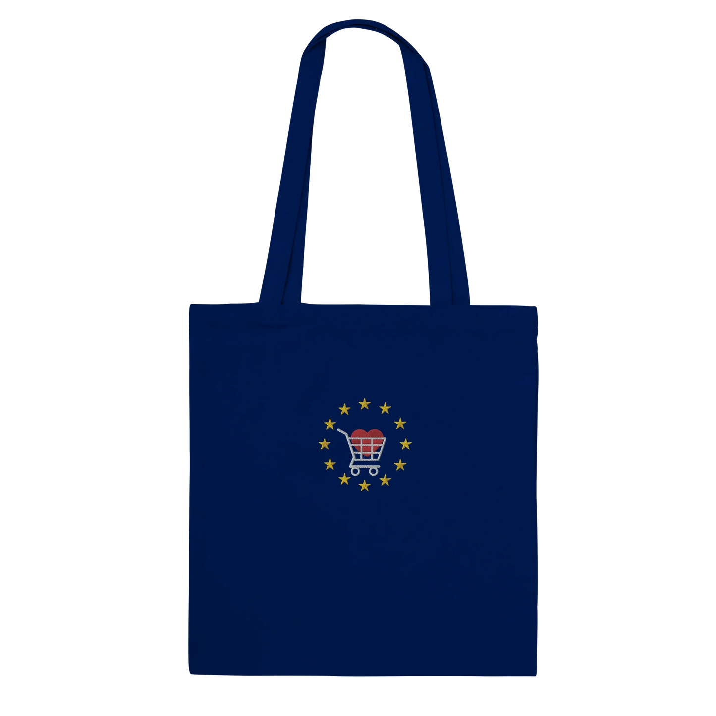 Navy Blue "Buy European" Embroidered Tote Bag