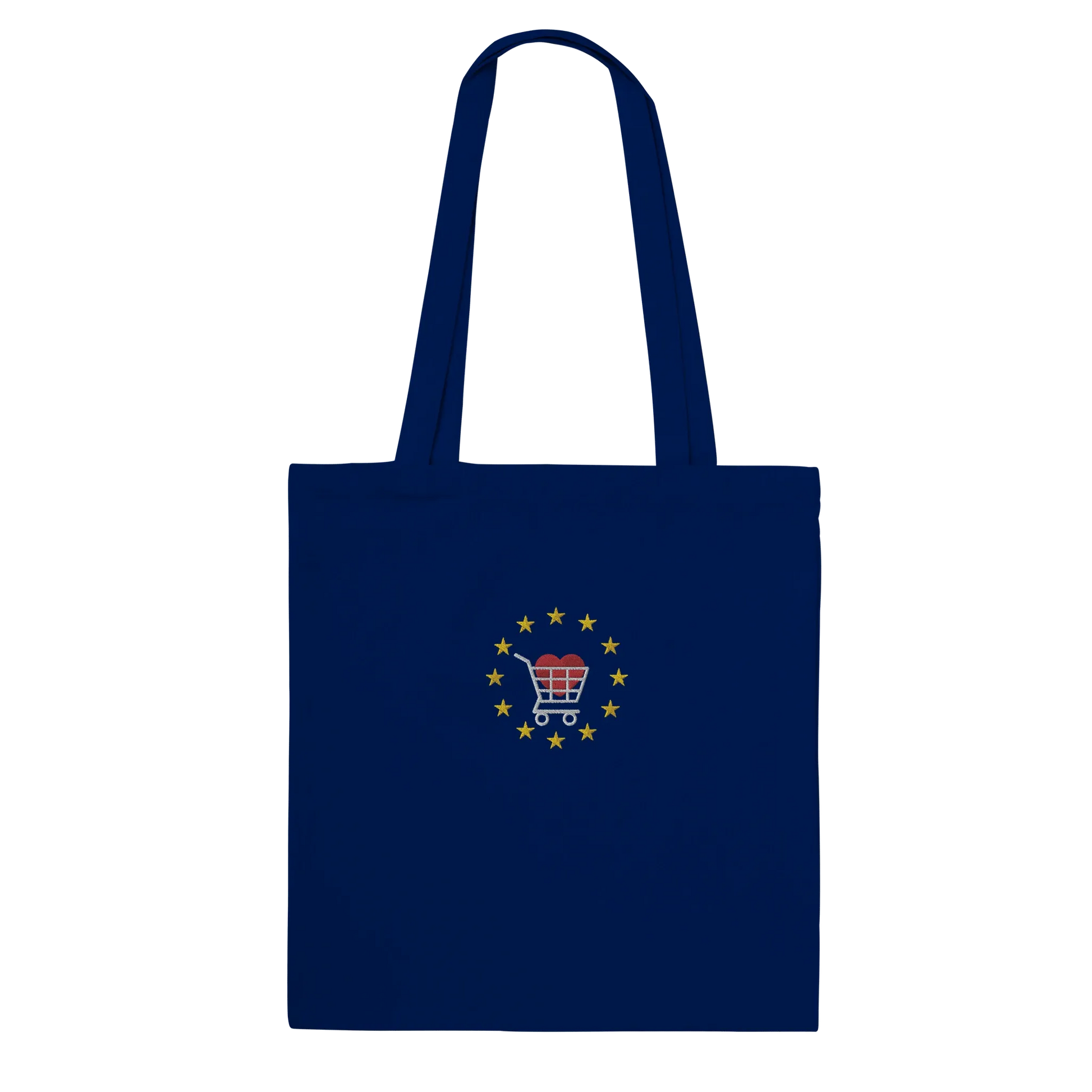 Navy Blue "Buy European" Embroidered Tote Bag