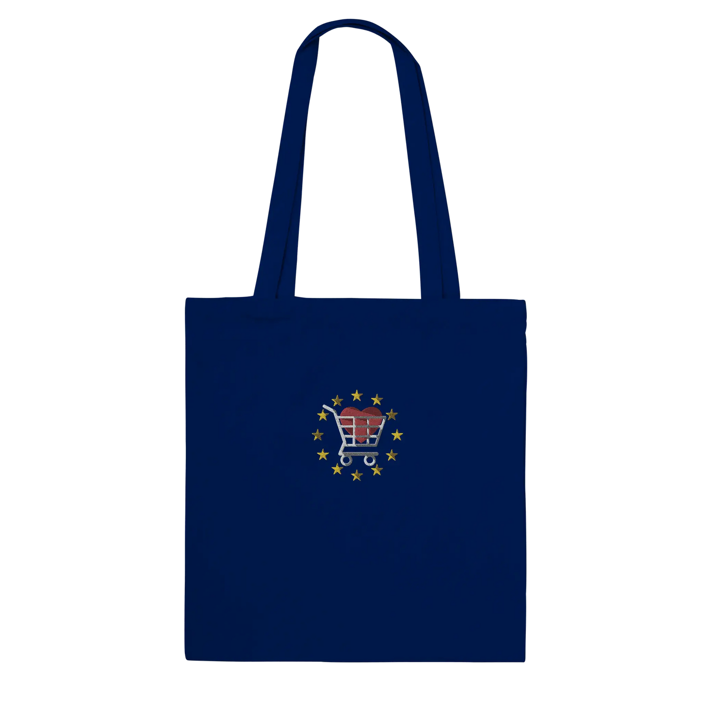 Navy Blue "Buy European" Embroidered Tote Bag