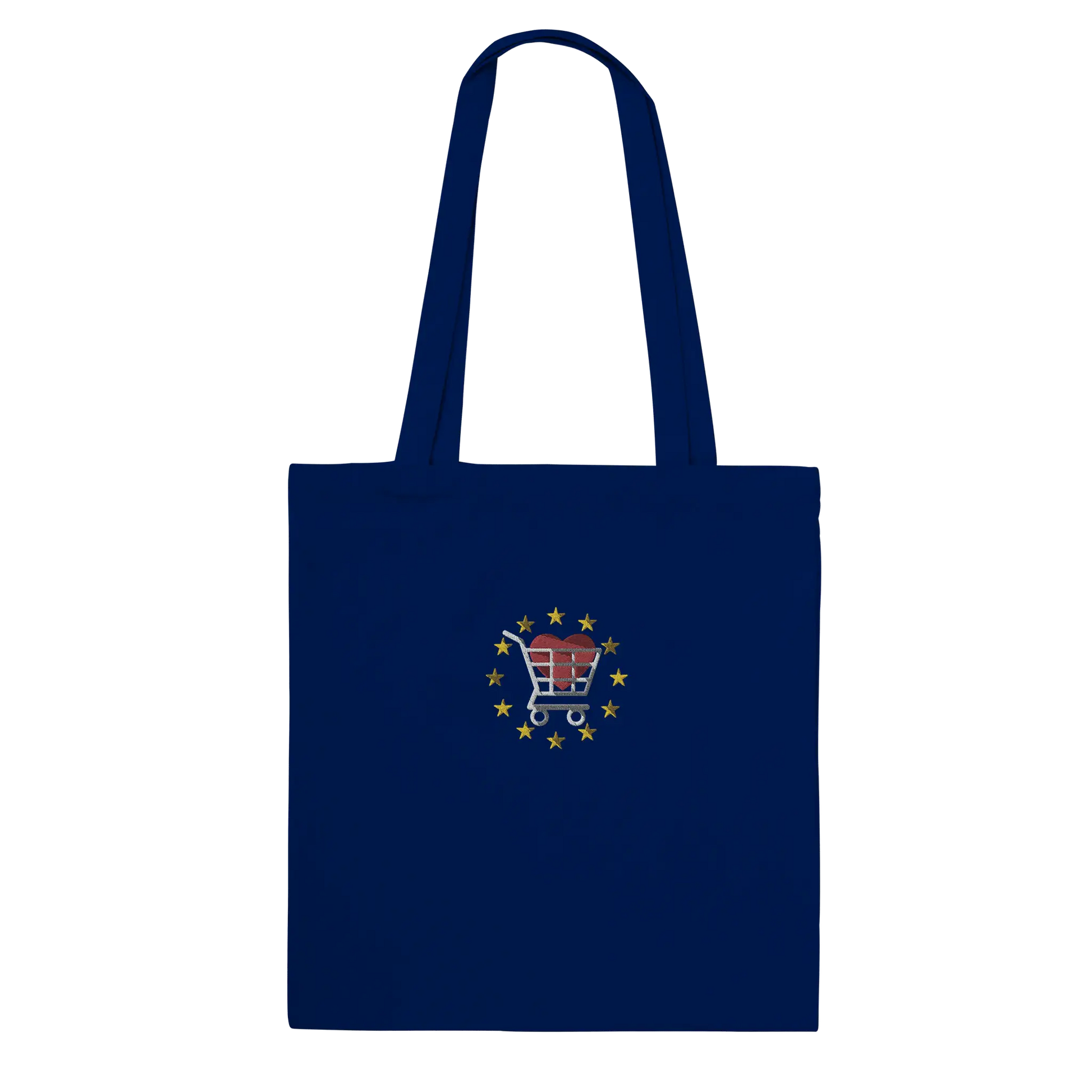 Navy Blue "Buy European" Embroidered Tote Bag