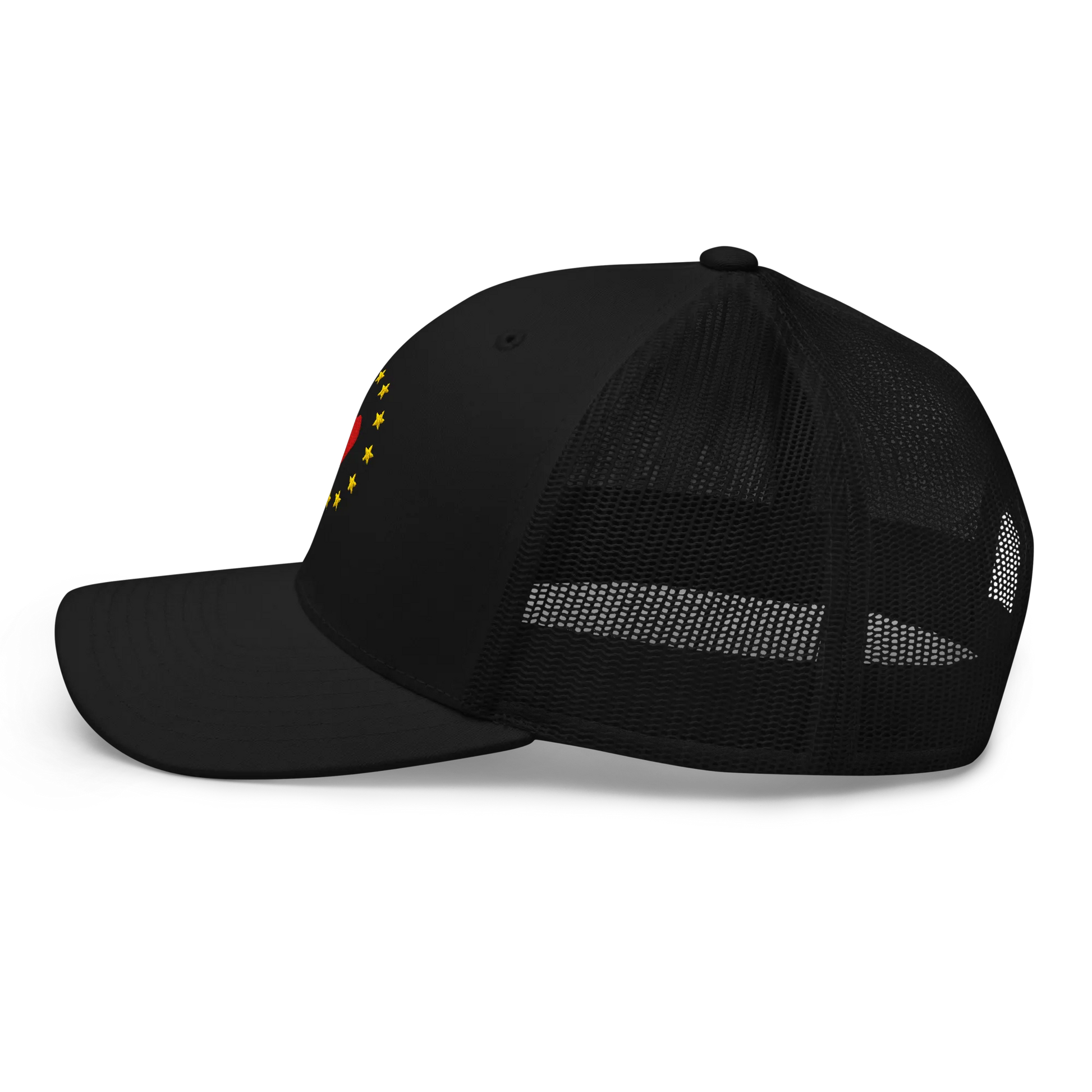 Black "Show the Love for Europe" Trucker Cap Left View