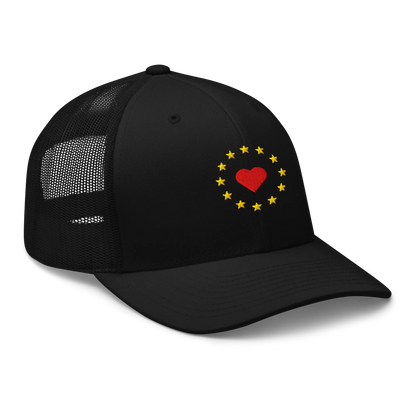 Black "Show the Love for Europe" Trucker Cap Right Front View