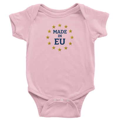 "Made in EU" Embroidered Baby Bodysuit / Pink