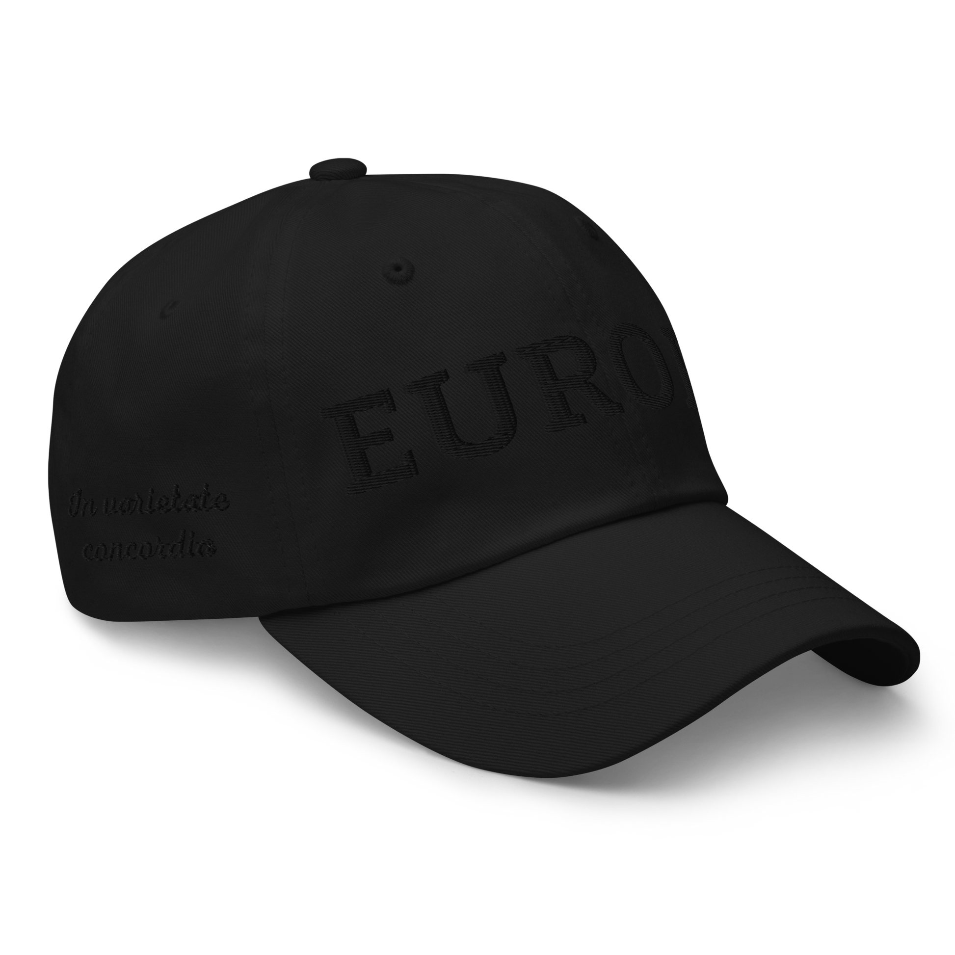 Monochrome Black "EUROPE" Cap Right Front View