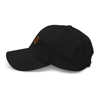 Monochrome Black "EUROPE" Cap with "Show the Love for Europe" emblem in full color Left View