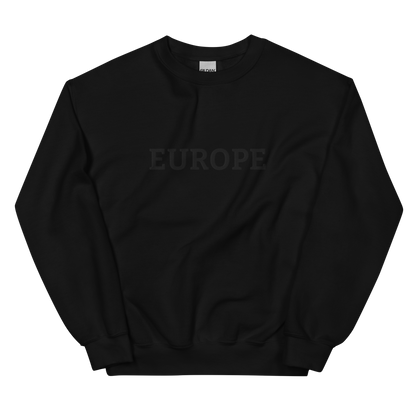 Monochrome Black "EUROPE" Unisex Sweatshirt Front View