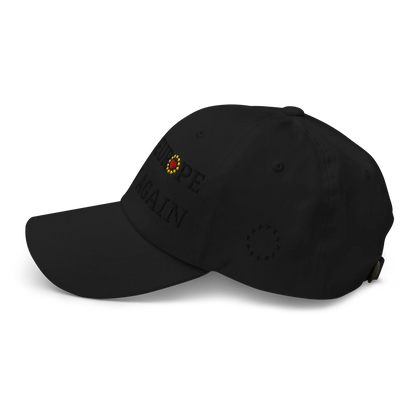 Monochrome Black "Make Europe Great Again" / MEGA Cap with "Show the Love for Europe" emblem in full color Left View