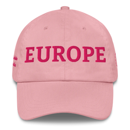 Monochrome Pink "EUROPE" Cap Front View