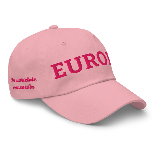 Monochrome Pink "EUROPE" Cap Right Front View