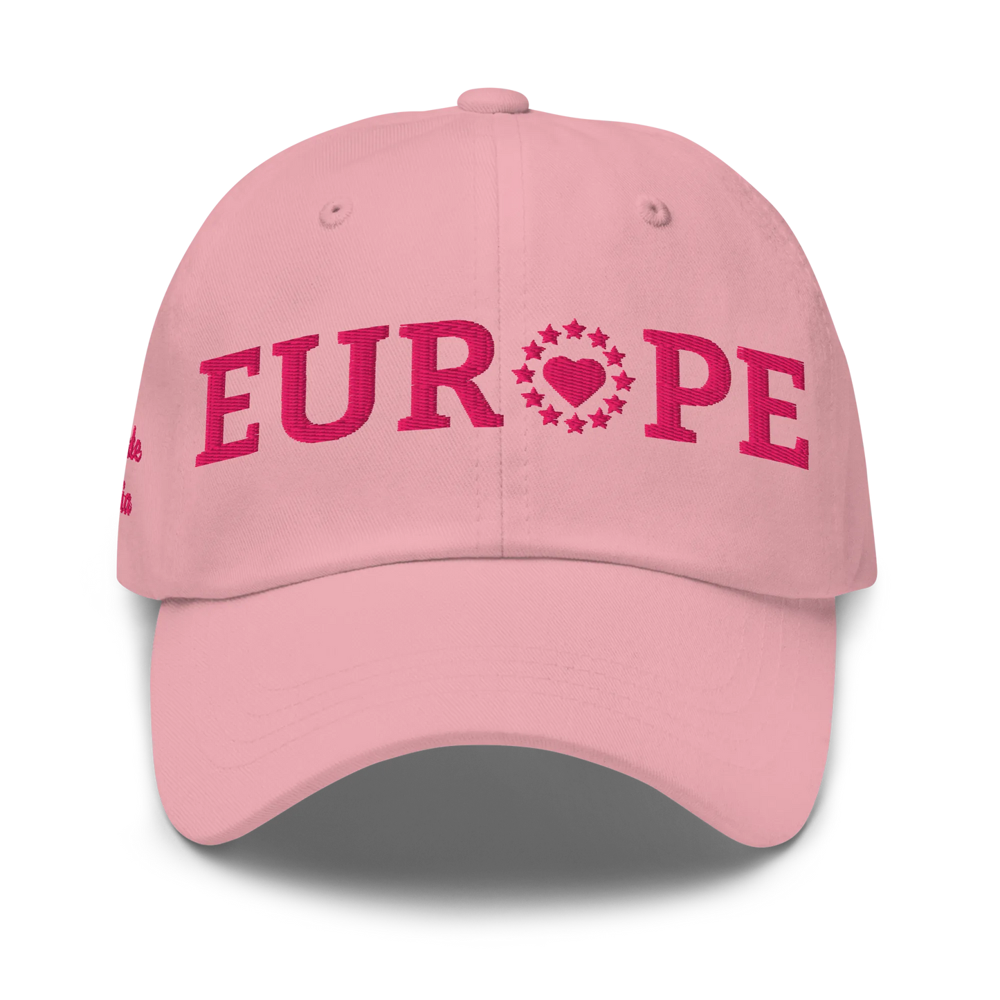 Monochrome Pink "EUROPE" Cap with "Show the Love for EU" emblem Front View
