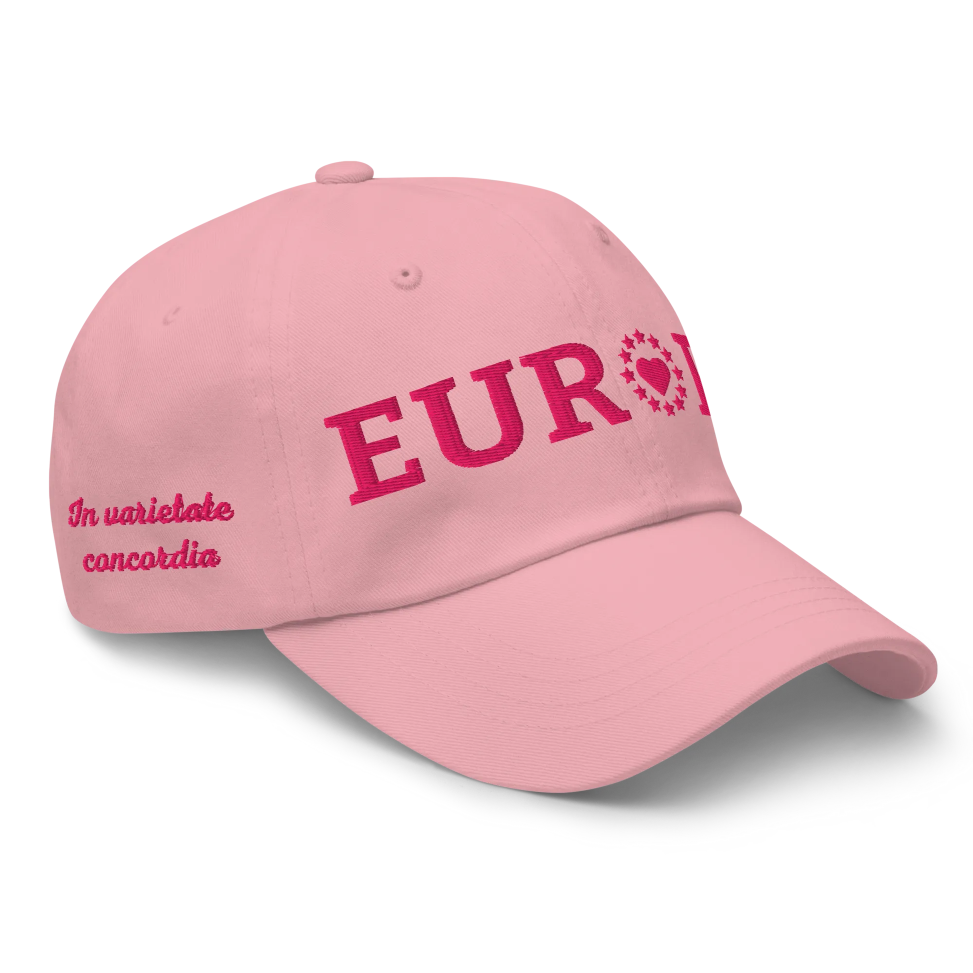 Monochrome Pink "EUROPE" Cap with "Show the Love for EU" emblem Right Front View