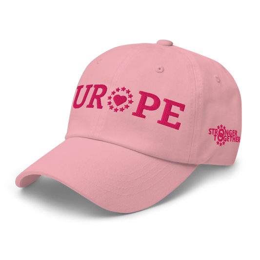 Monochrome Pink "EUROPE" Cap with "Show the Love for Europe" emblem Left Front View