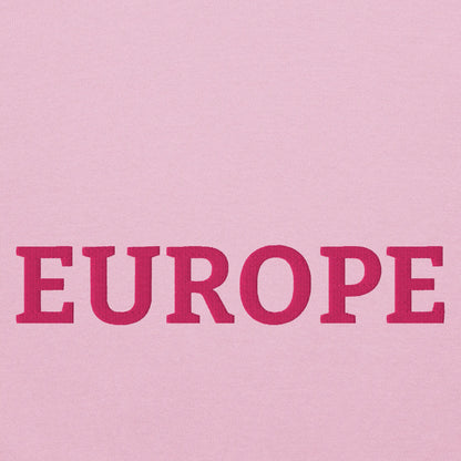 Monochrome Pink "EUROPE" Unisex Sweatshirt Design Close-Up View
