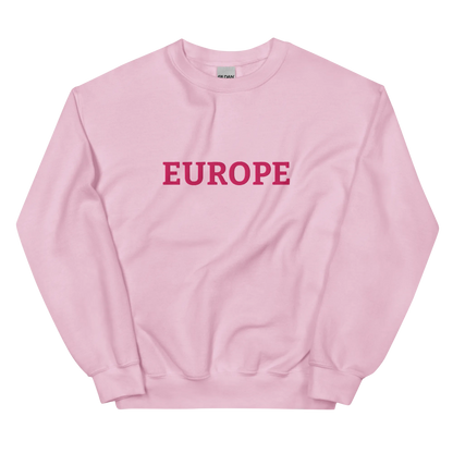 Monochrome Pink "EUROPE" Unisex Sweatshirt Front View