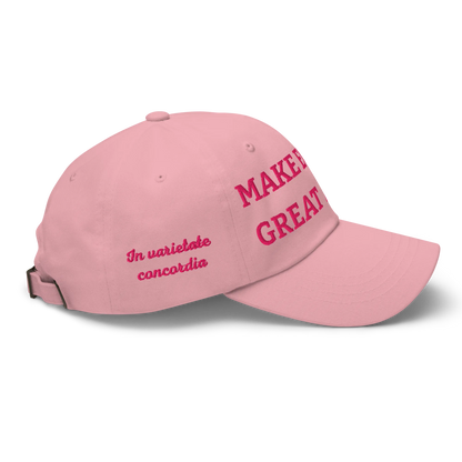 Monochrome Pink "Make Europe Great Again" / MEGA Cap with "Show the Love for Europe" emblem in full color Right View
