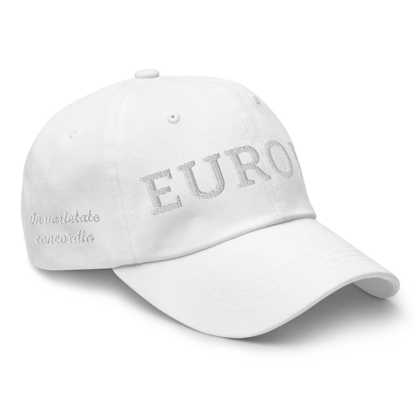Monochrome White "EUROPE" Cap Right Front View