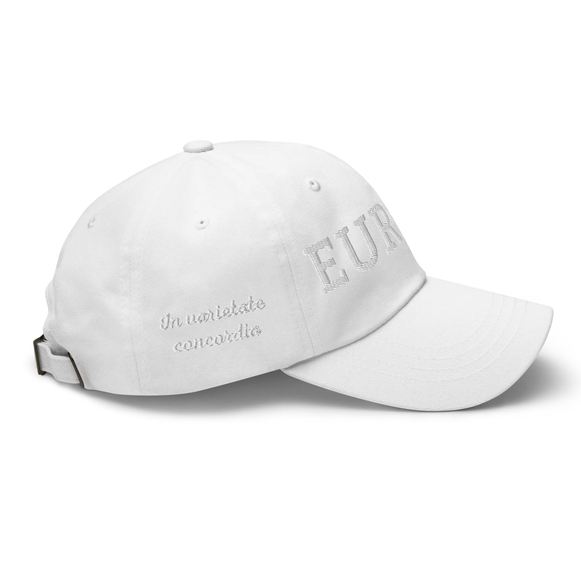 Monochrome White "EUROPE" Cap with "Show the Love for EU" emblem Right View