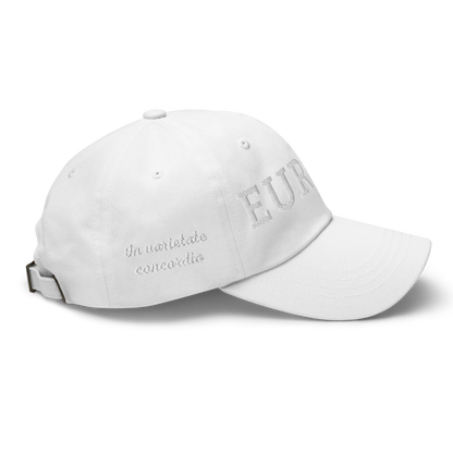 Monochrome White "EUROPE" Cap with "Show the Love for EU" emblem Right View