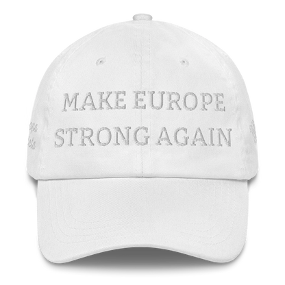 Monochrome White "Make Europe Strong Again" / MESA Cap Front View
