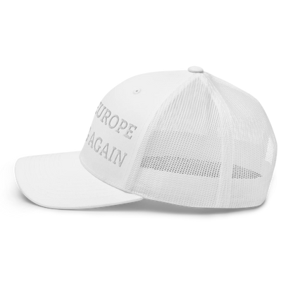 Monochrome White "Make Europe Strong Again" / MESA Trucker Cap Left View