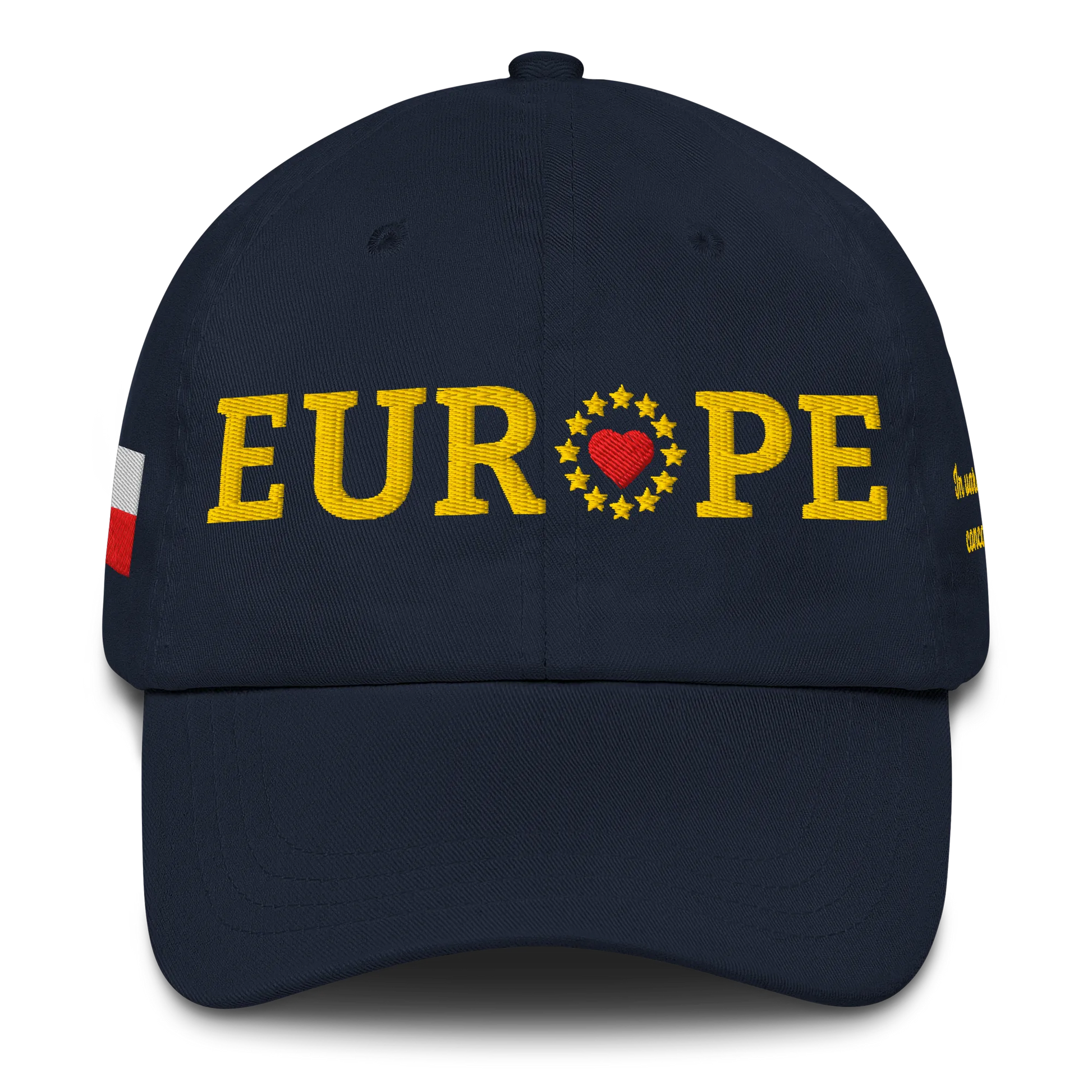 Navy Blue EUROPE Cap with National Flag of Poland and "Show the Love for Europe" emblem Front View