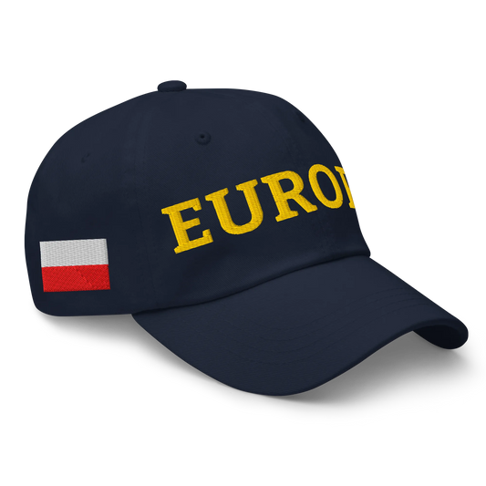 Navy Blue EUROPE Cap with National Flag of Poland Right Front View