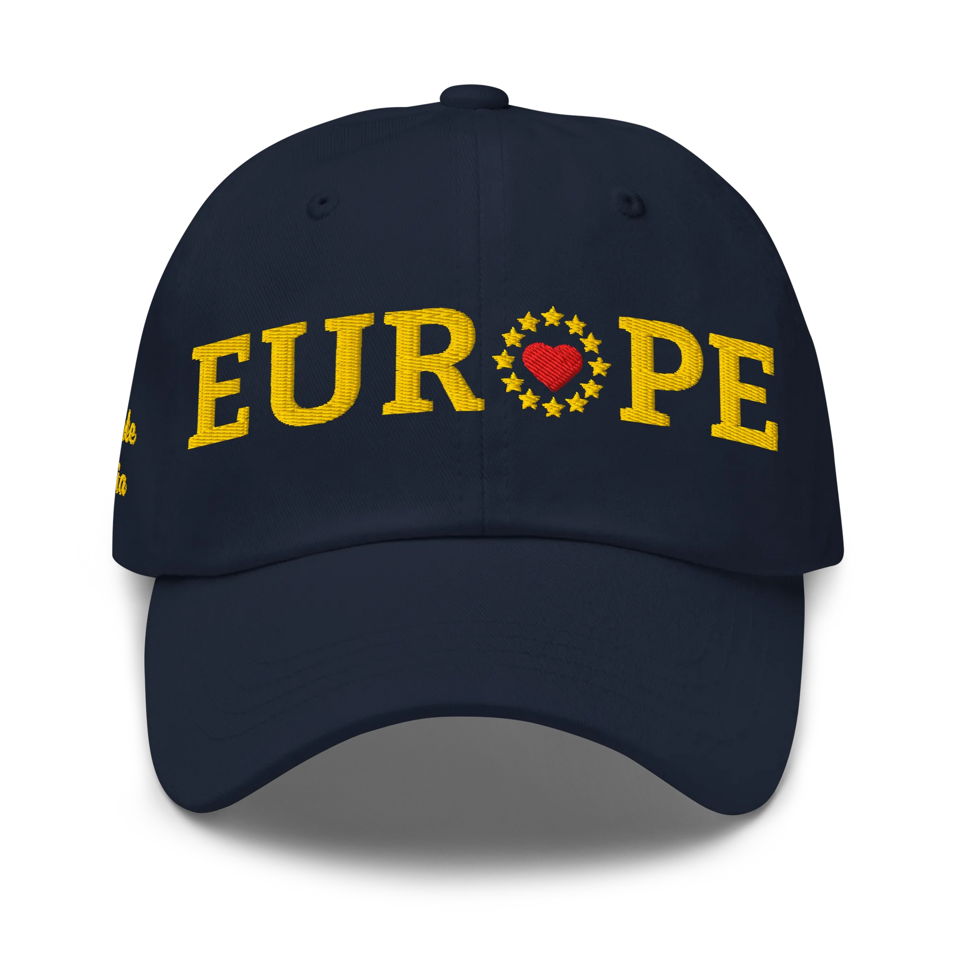 Navy Blue "EUROPE" Cap with "Show the Love for EU" emblem Front View
