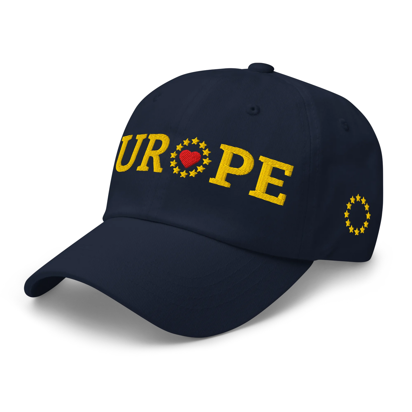 Navy Blue "EUROPE" Cap with "Show the Love for EU" emblem Left Front View