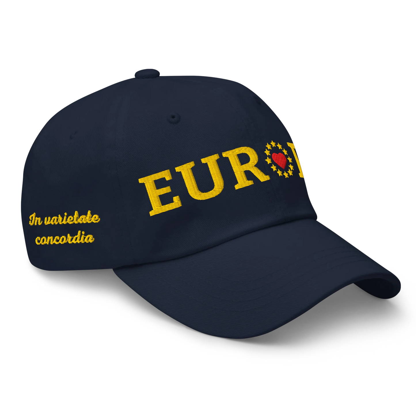 Navy Blue "EUROPE" Cap with "Show the Love for EU" emblem Right Front View