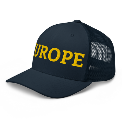 Navy Blue "EUROPE" Trucker Cap Left Front View