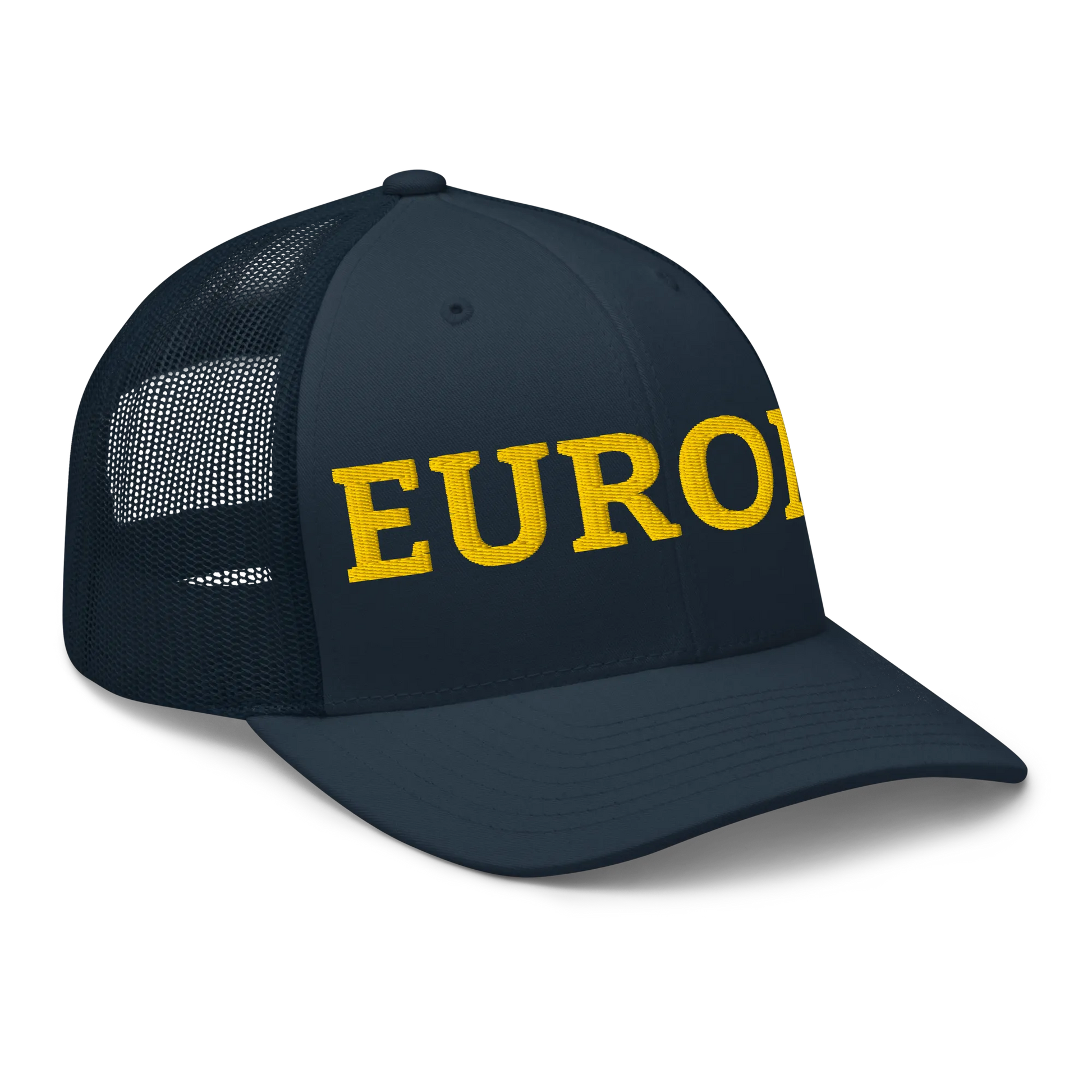 Navy Blue "EUROPE" Trucker Cap Right Front View