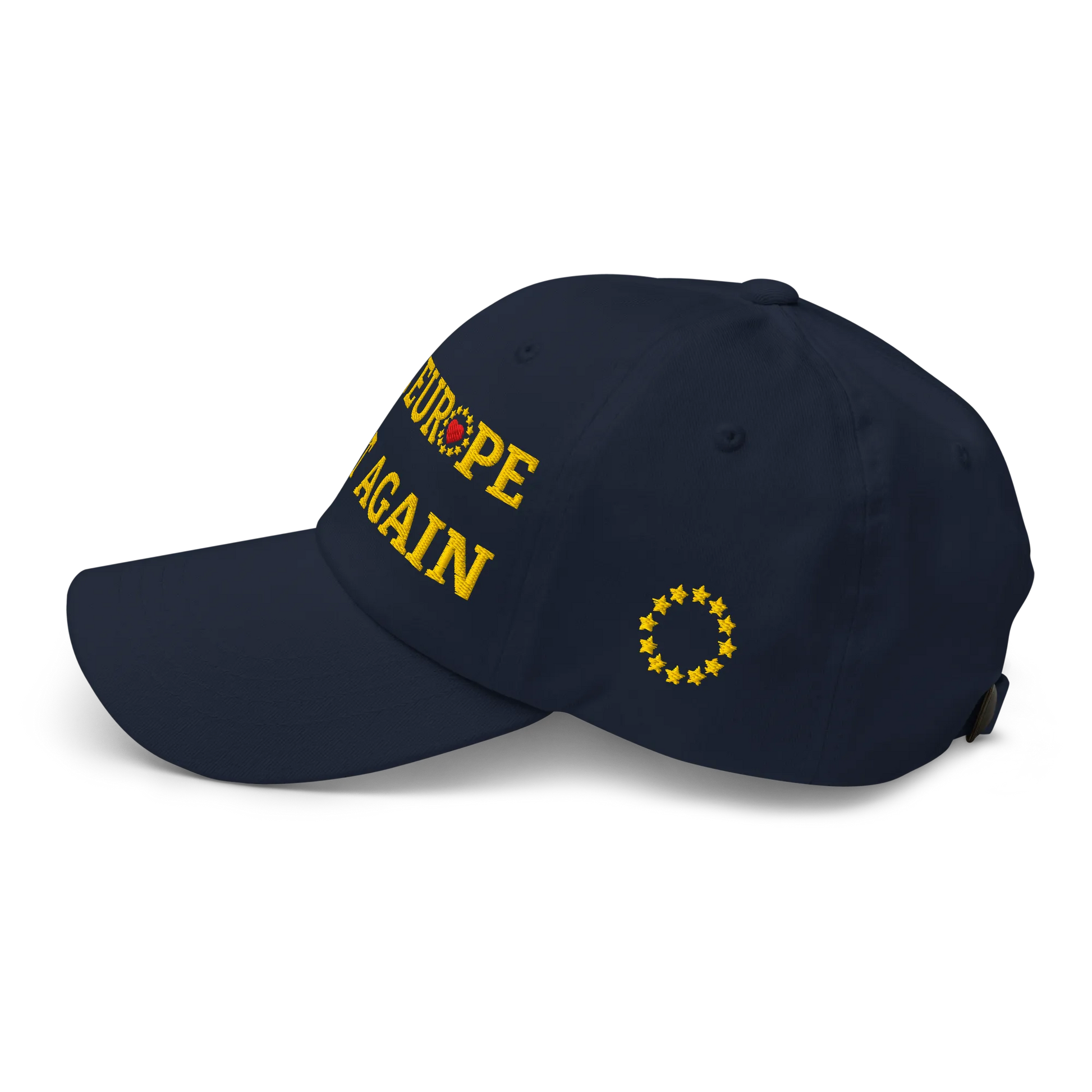 Navy Blue "Make Europe Great Again" / MEGA Cap with "Show the Love for Europe" emblem Left View