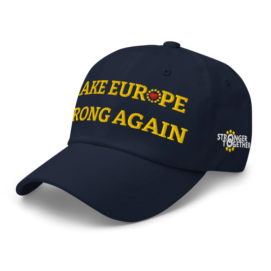 Navy Blue "Make Europe Strong Again" / MESA Cap with "Show the Love for Europe" emblem Left Front View