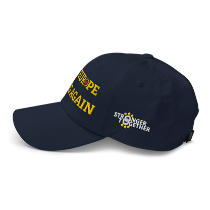 Navy Blue "Make Europe Strong Again" / MESA Cap with "Show the Love for Europe" emblem Left View