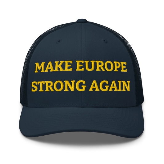 Navy Blue "Make Europe Strong Again" / MESA Trucker Cap Front View