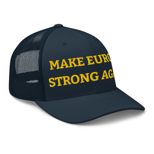 Navy Blue "Make Europe Strong Again" / MESA Trucker Cap Right Front View