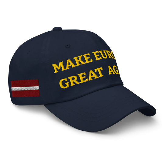 Navy Blue MEGA Cap with National Flag of Latvia Right Front View