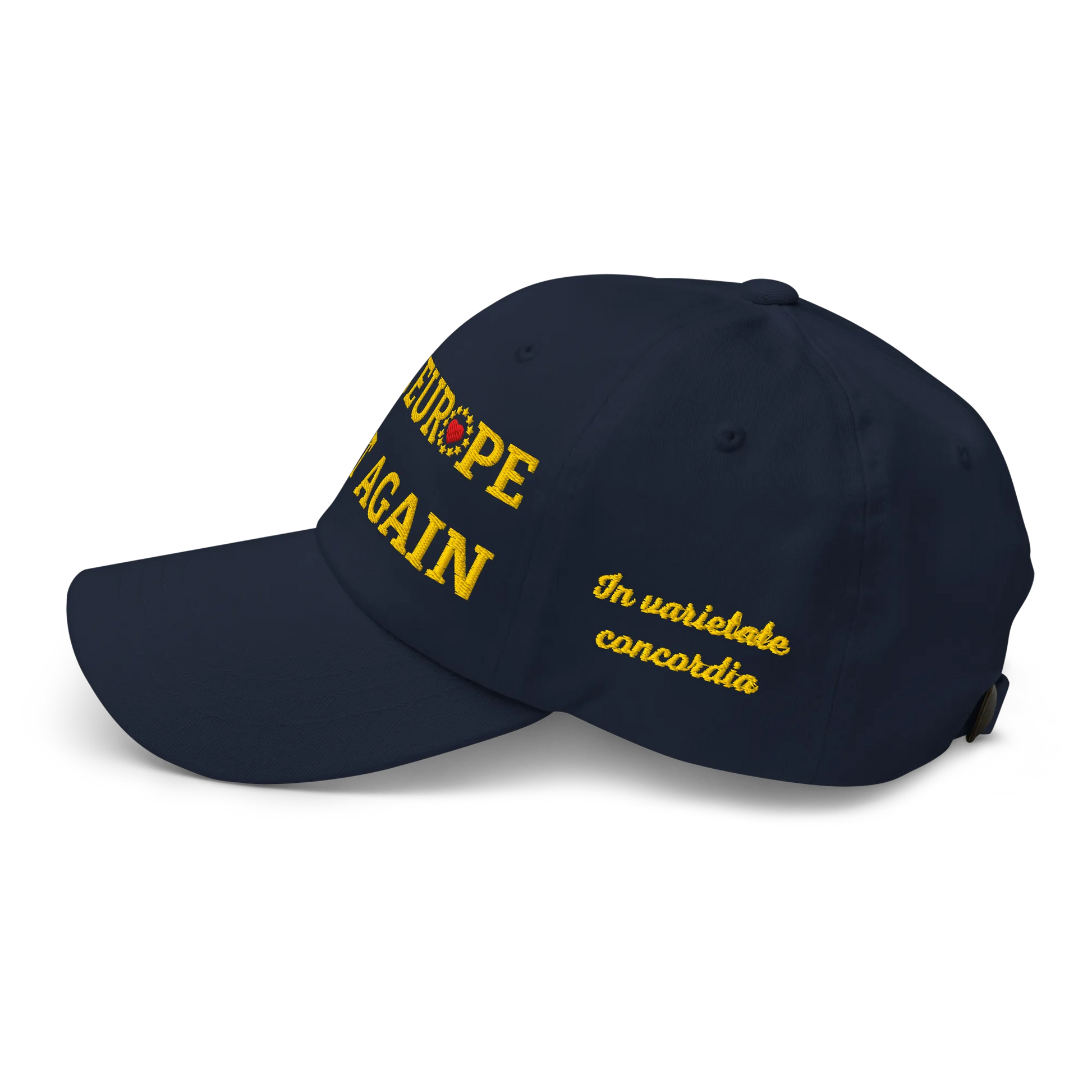 Navy Blue MEGA Cap with National Flag of Poland and "Show the Love for Europe" emblem Left View