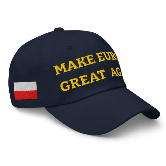 Navy Blue MEGA Cap with National Flag of Poland and "Show the Love for Europe" emblem Right Front View